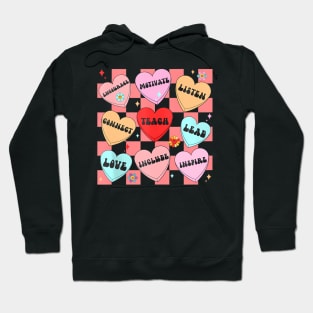 Groovy Teach Love Inspire Candy Happy Valentines Day Hoodie